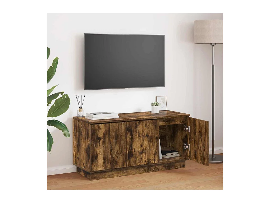 Mueble de TV con LED Roble ahumado 100 x 38 x 49 cm