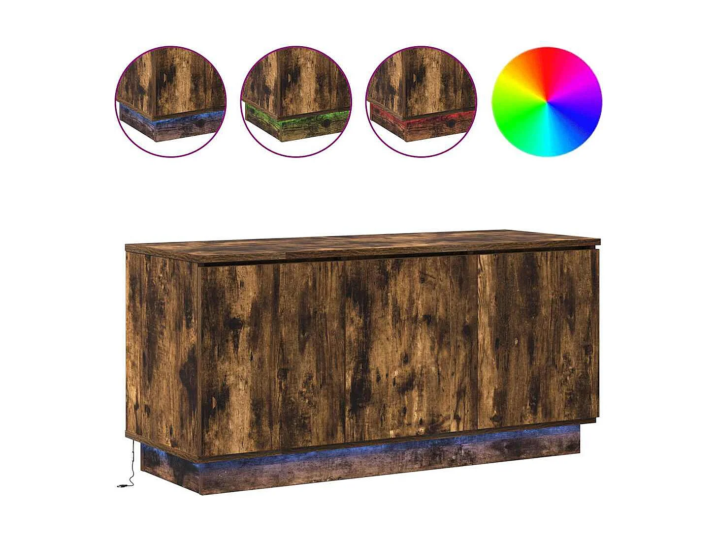 Meuble TV avec LED Chêne fumé 100 x 38 x 49 cm