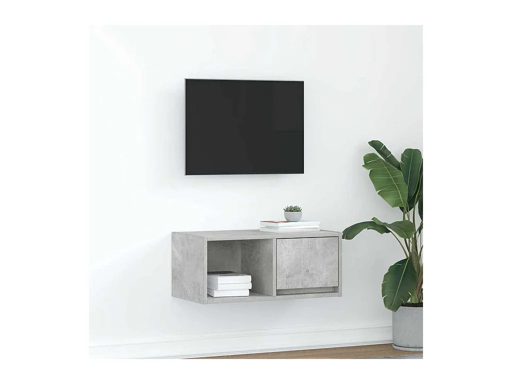 Meuble TV gris béton 60x31x25,5 cm bois d'ingénierie