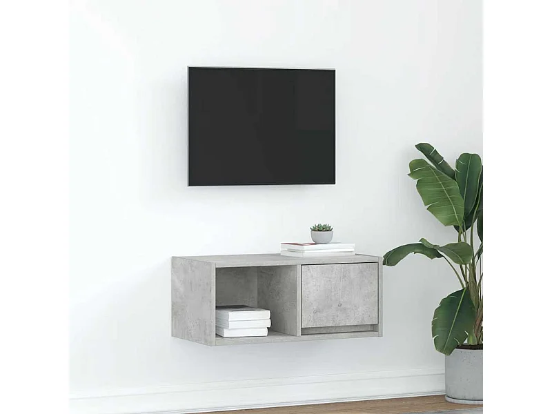 Mueble de TV madera de ingeniería gris hormigón 60x31x25,5 cm