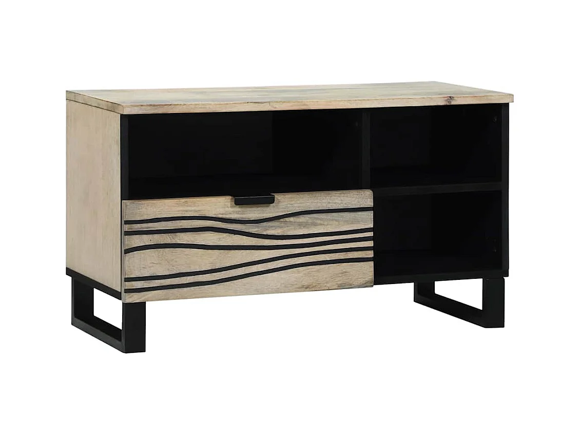 TV-kast met lade Wit en Zwart 80 x 33 x 46 cm