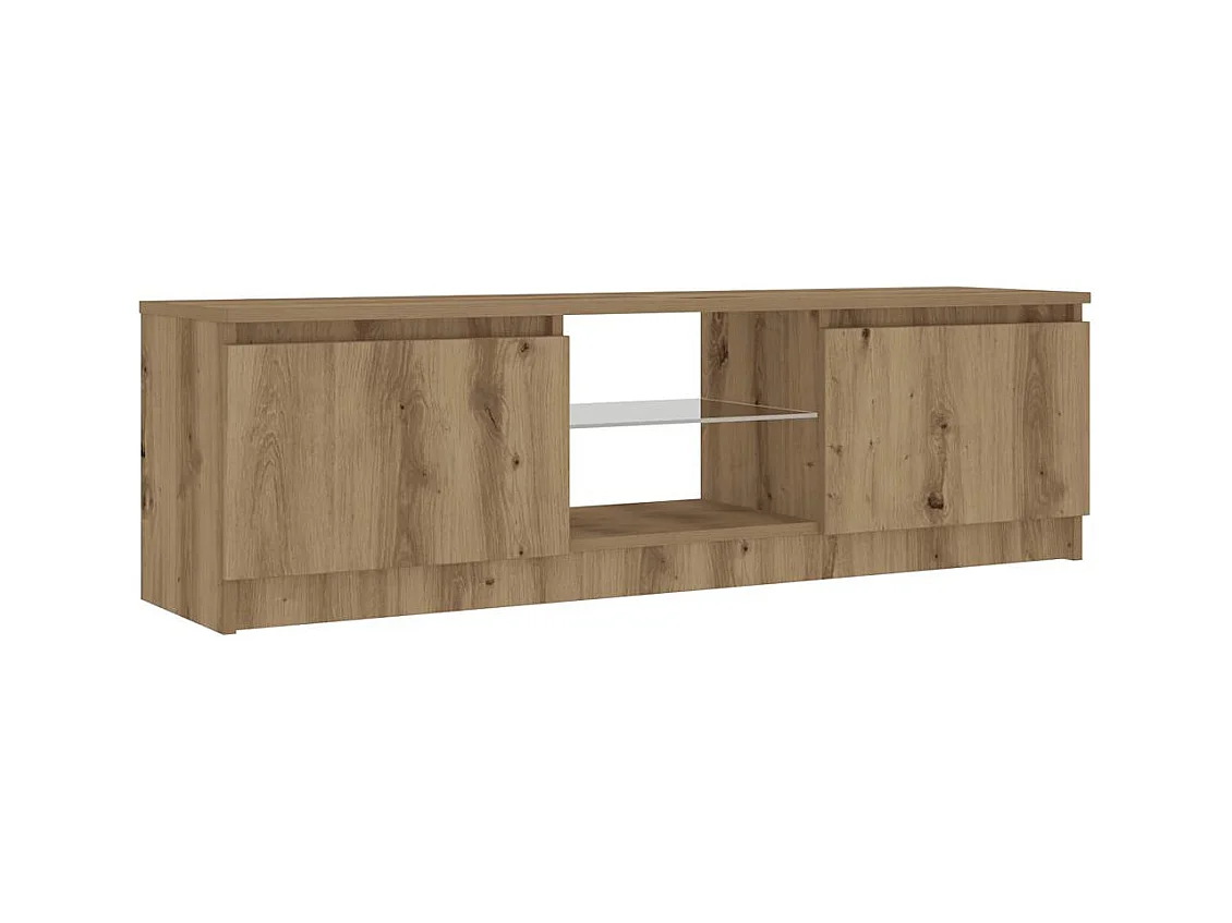 Meuble TV avec lumières LED chêne artisanal bois d'ingénierie