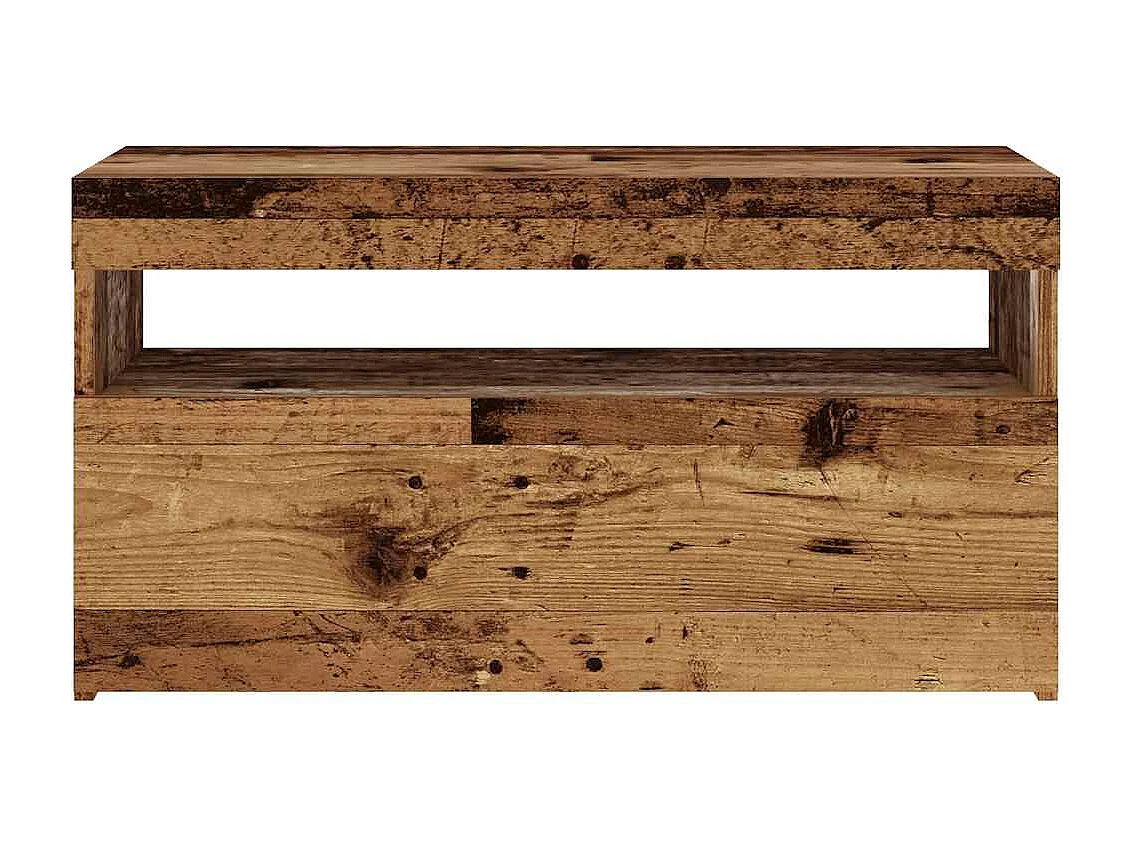Meuble TV avec lumières LED vieux bois bois d'ingénierie