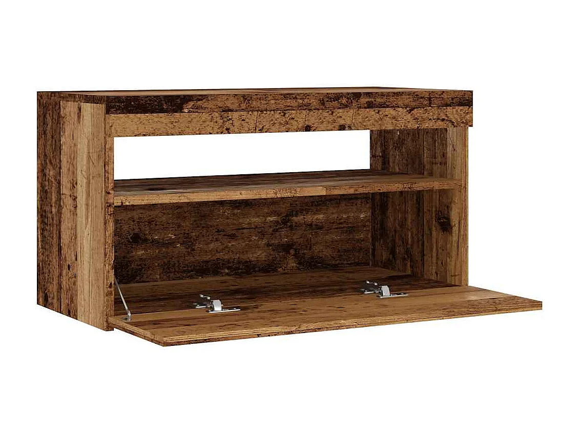 Meuble TV avec lumières LED vieux bois bois d'ingénierie