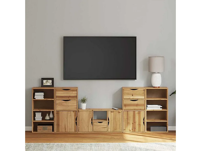 Meubles TV 5 pièces avec rangement ODDA bois de pin massif