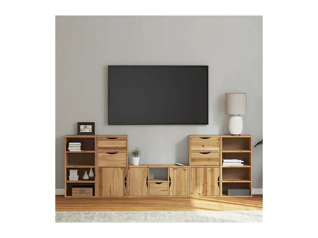 Meubles TV 5 pièces avec rangement ODDA bois de pin massif