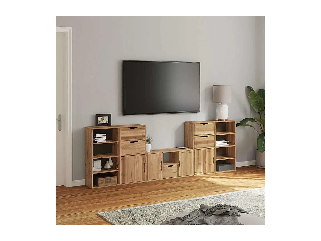 Meubles TV 5 pièces avec rangement ODDA bois de pin massif