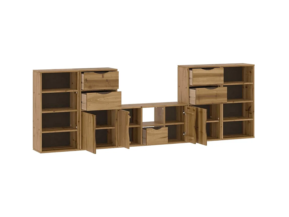 Meubles TV 5 pièces avec rangement ODDA bois de pin massif