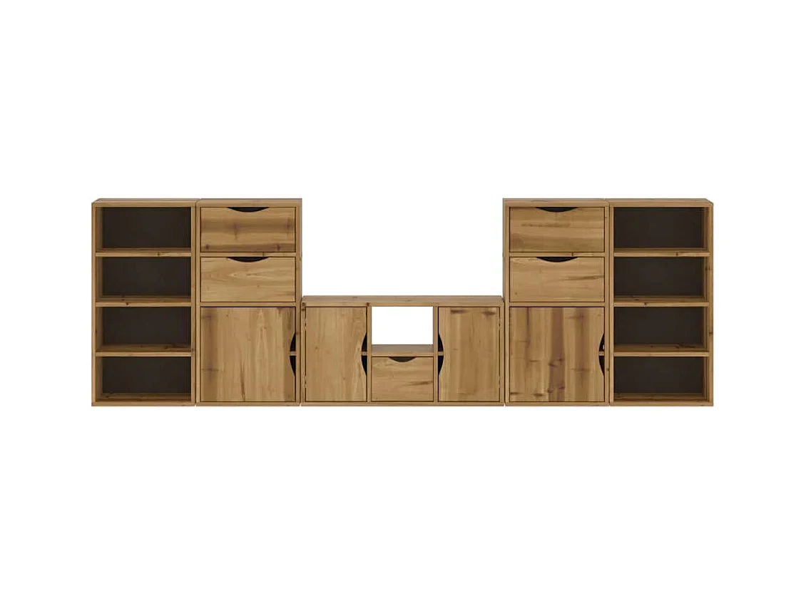 Meubles TV 5 pièces avec rangement ODDA bois de pin massif