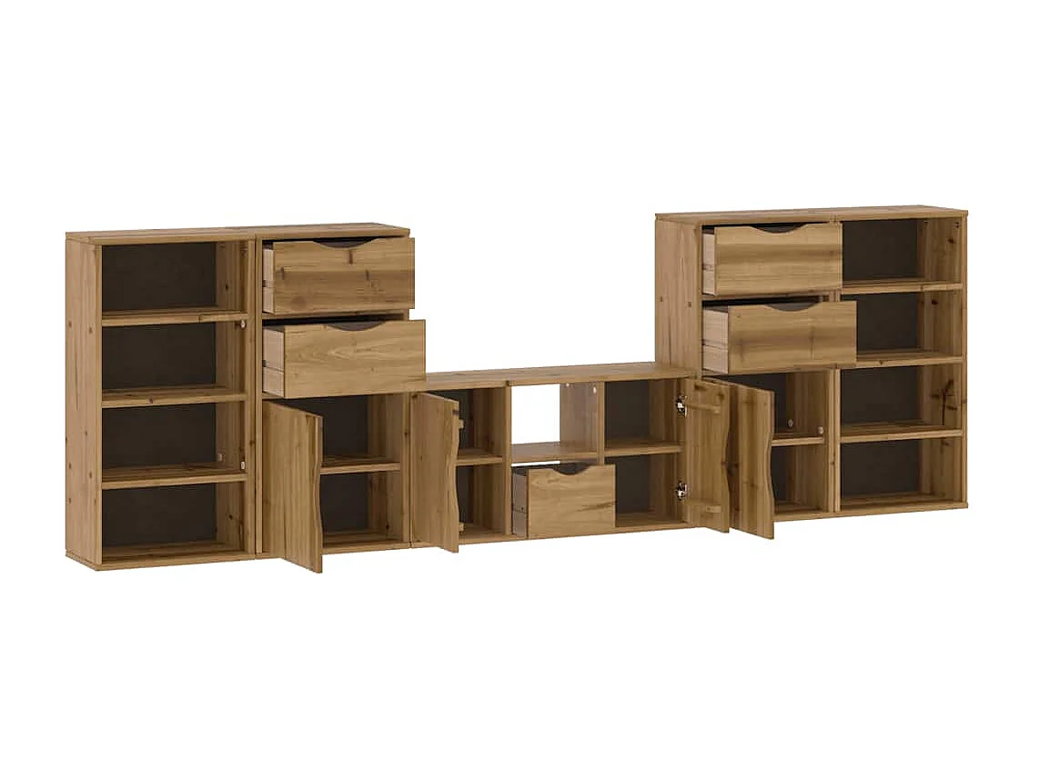 Meubles TV 5 pièces avec rangement ODDA bois de pin massif