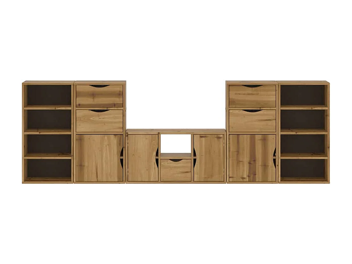 Meubles TV 5 pièces avec rangement ODDA bois de pin massif