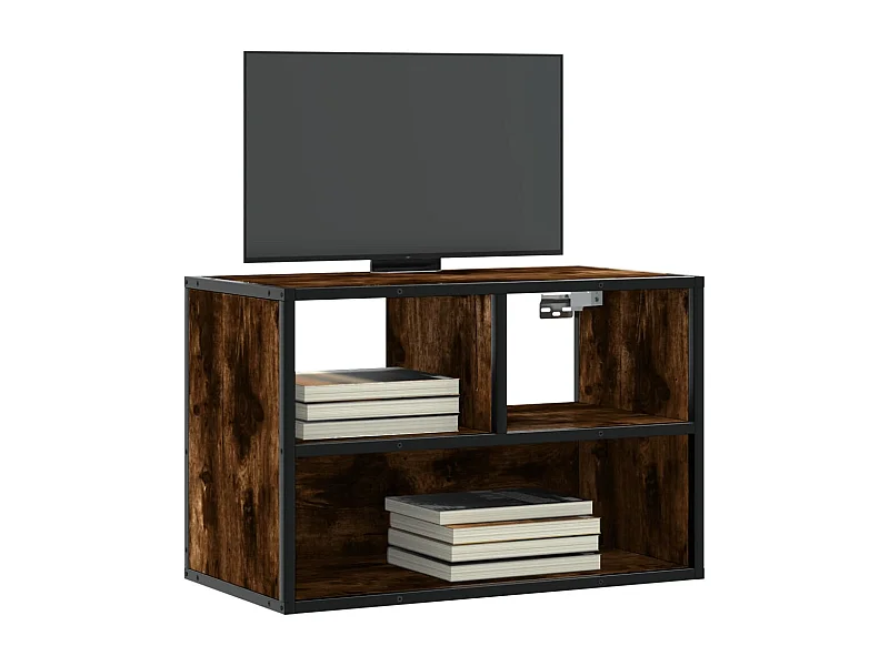 Mueble TV madera ingeniería y metal roble ahumado 60x31x39,5 cm