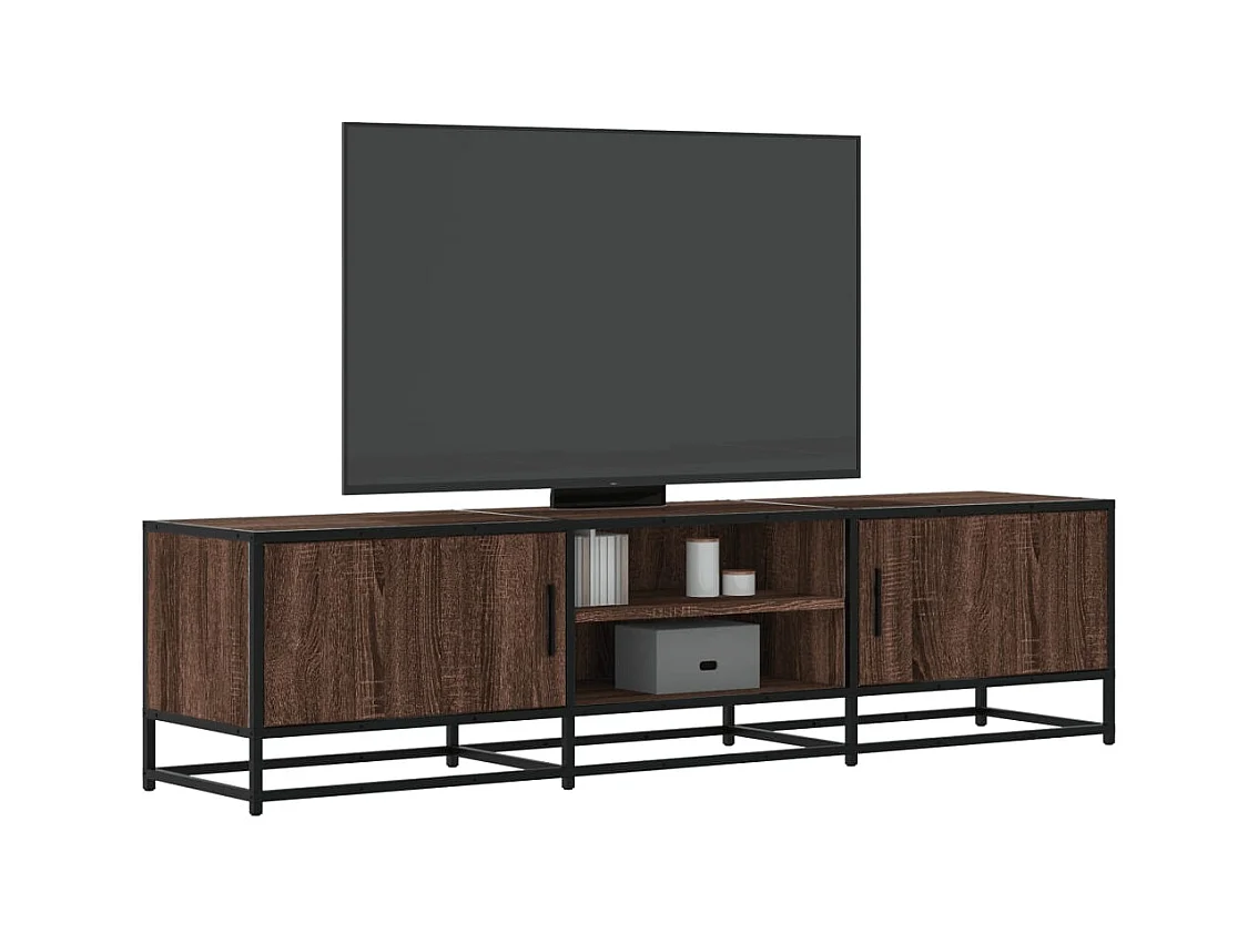 Meuble TV chêne marron 160x35x41 cm bois d'ingénierie et métal