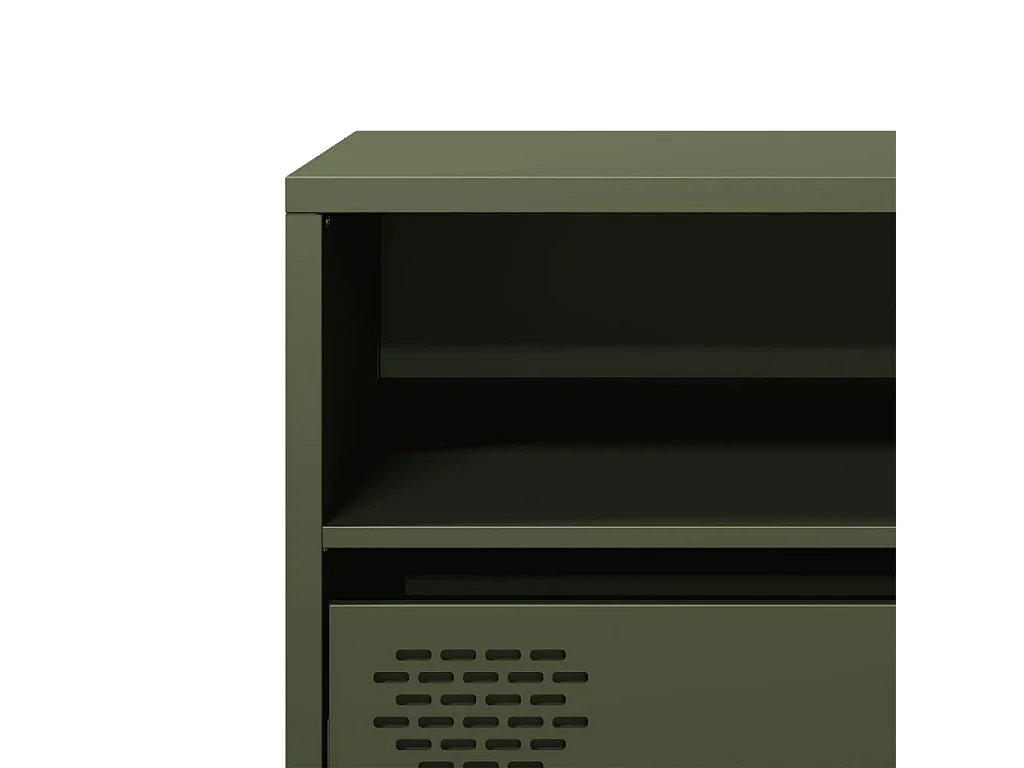 Meuble TV vert olive 135x39x43,5 cm acier laminé à froid