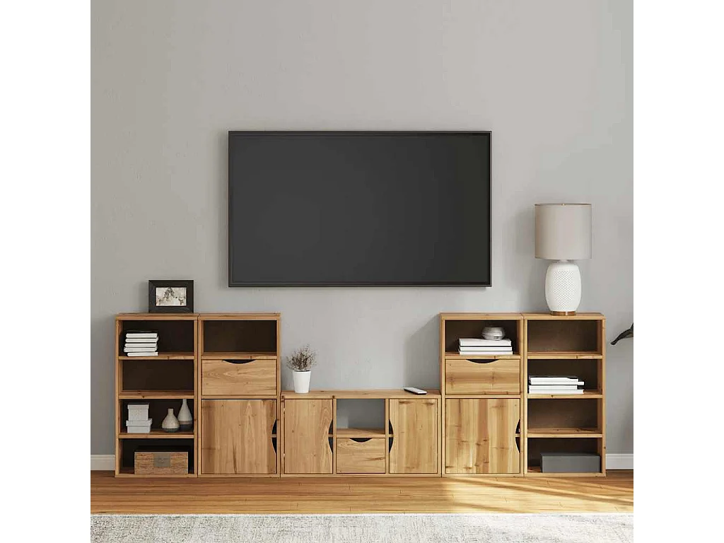 Meubles TV 5 pièces avec rangement ODDA bois de pin massif