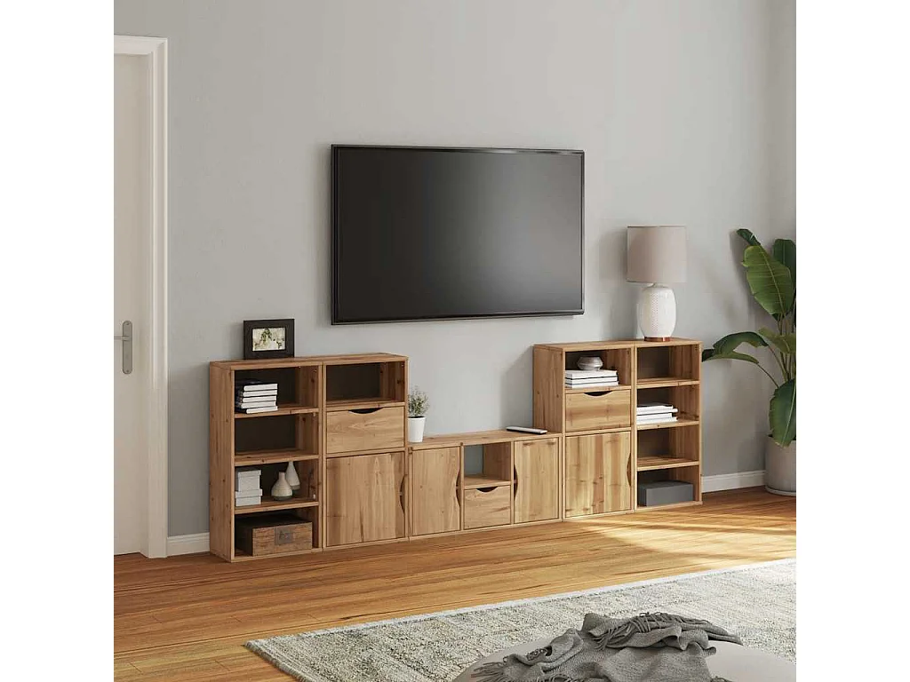 Meubles TV 5 pièces avec rangement ODDA bois de pin massif