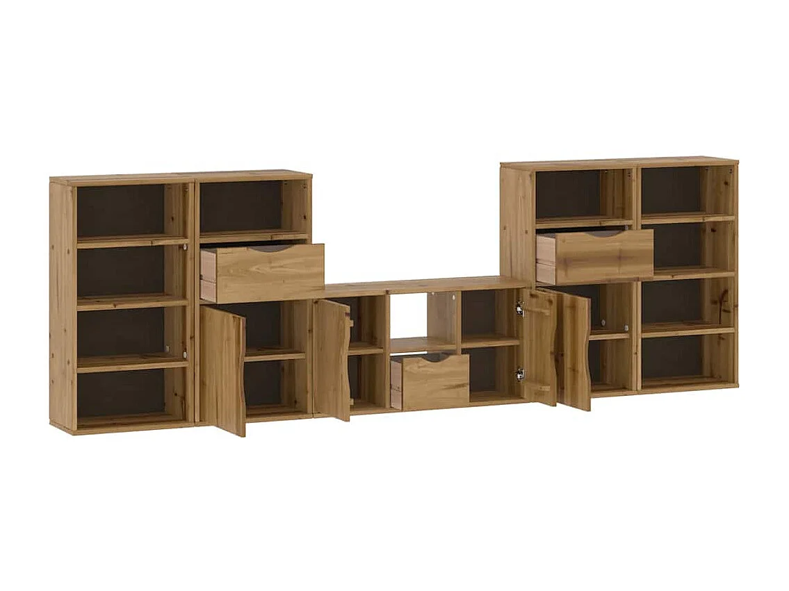 Meubles TV 5 pièces avec rangement ODDA bois de pin massif