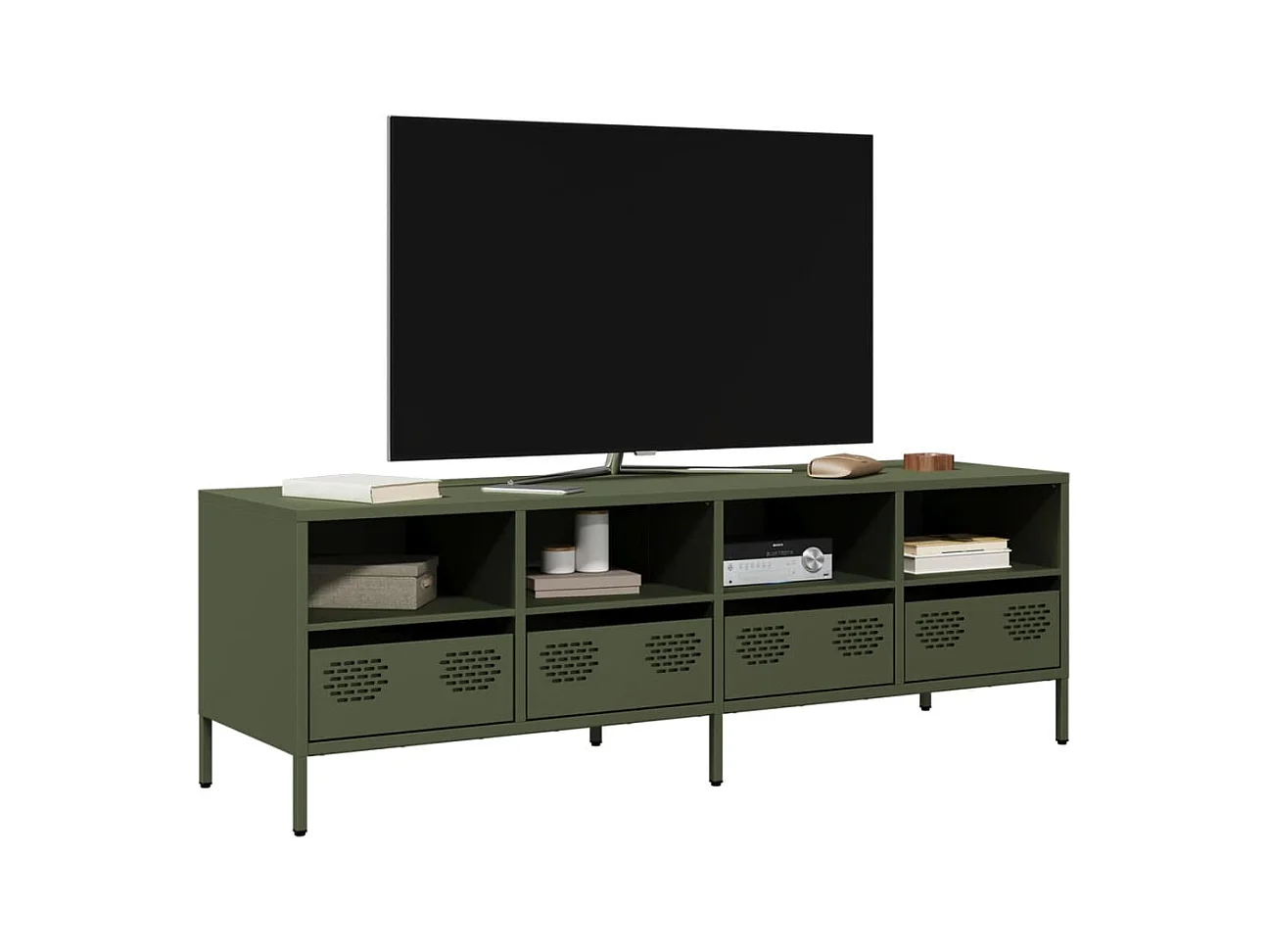Tv-meubel 135x39x43,5 cm koudgewalst staal olijfgroen