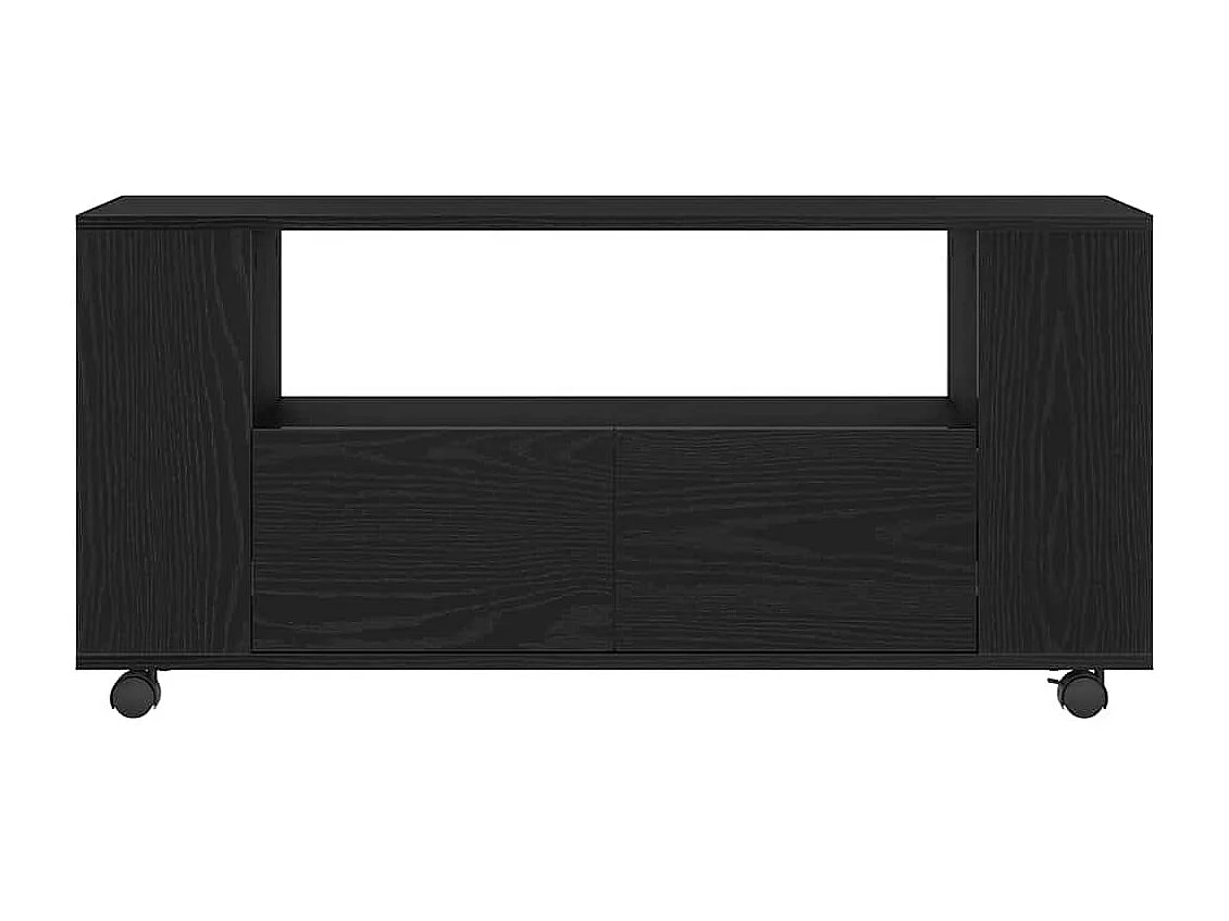 Meuble TV avec roulettes chêne noir bois d'ingénierie