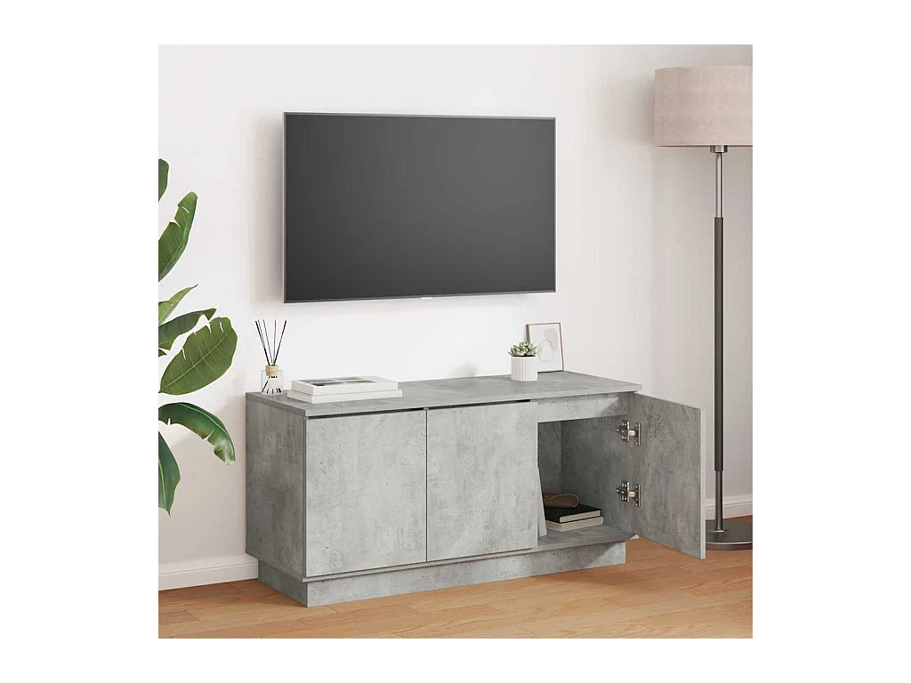 Meuble TV avec LED Gris béton 100 x 38 x 49 cm