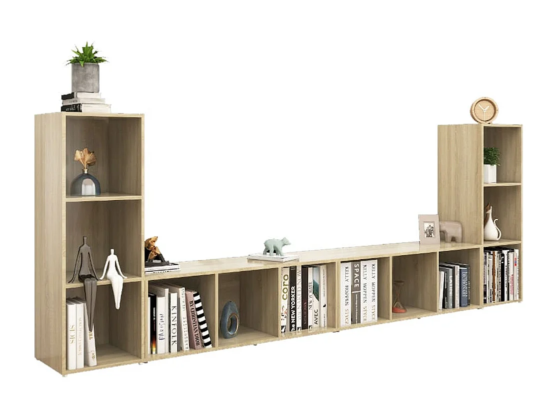 Muebles de salón 4 pzas madera ingeniería roble 107x35x37 cm