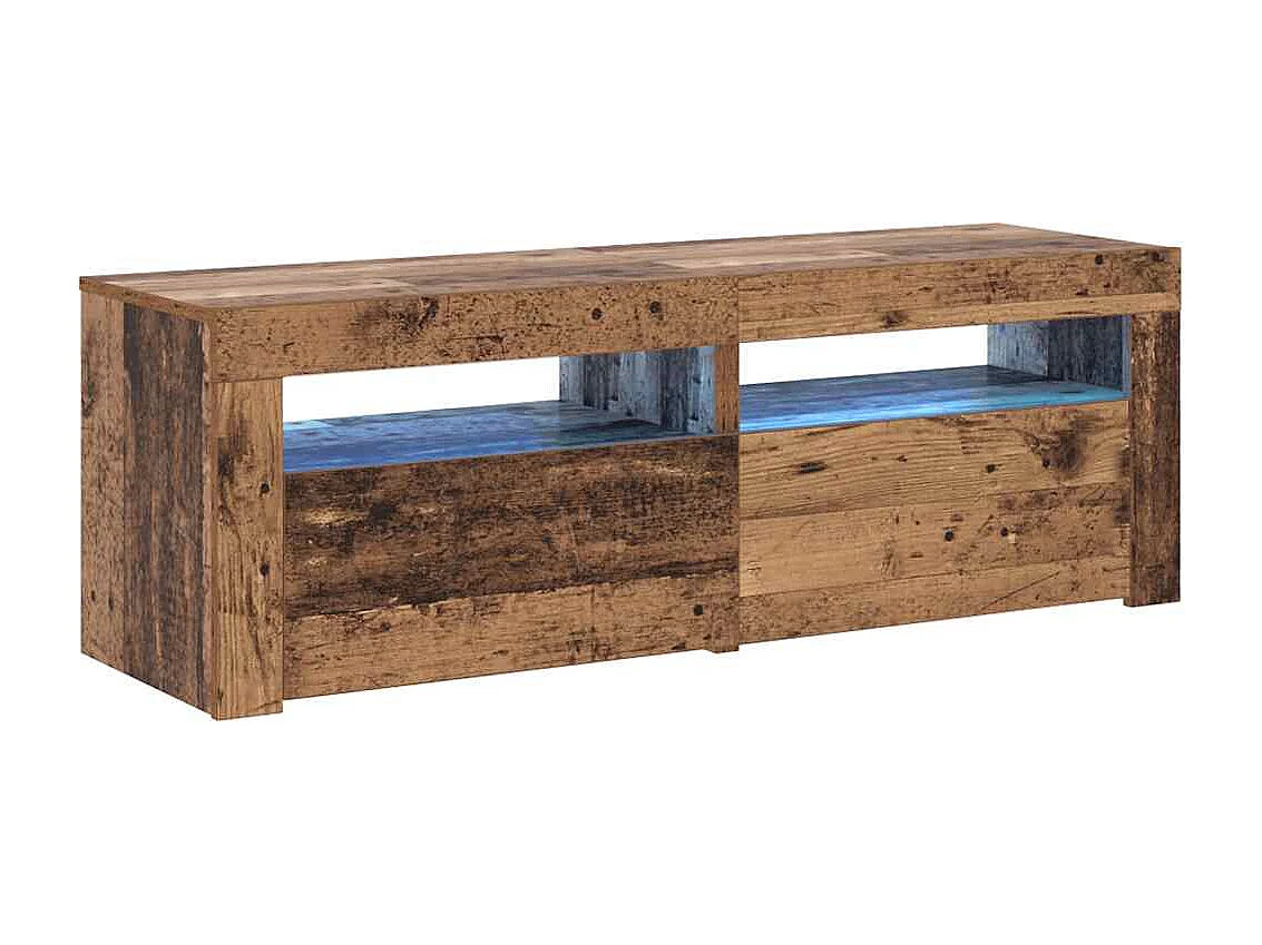 Meuble TV avec lumières LED vieux bois bois d'ingénierie