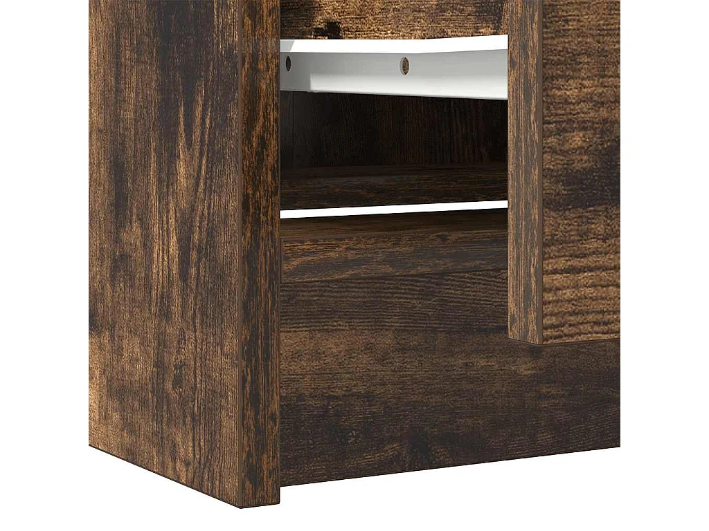 Meuble TV chêne fumé 40x35x54 cm bois d'ingénierie