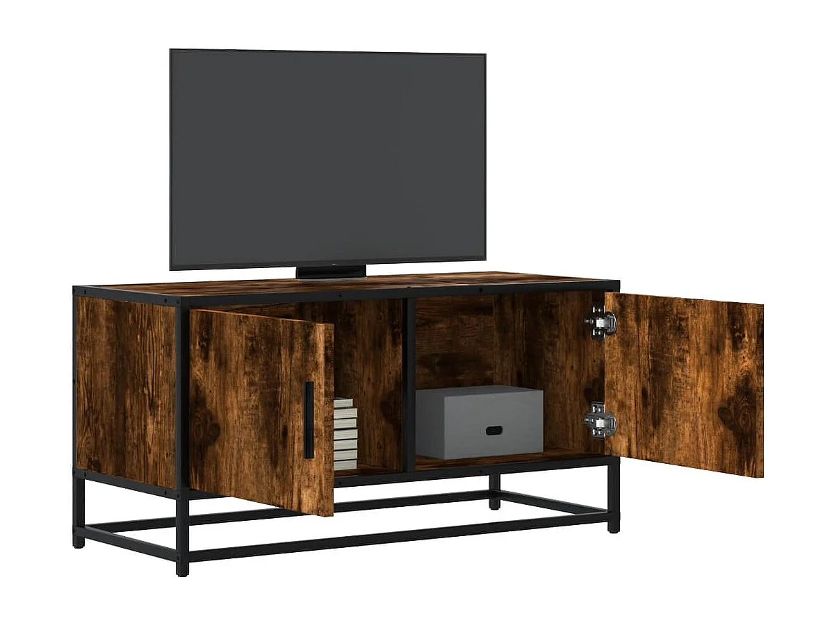 Mueble TV metal y madera ingeniería roble humo 80x34,5x40 cm
