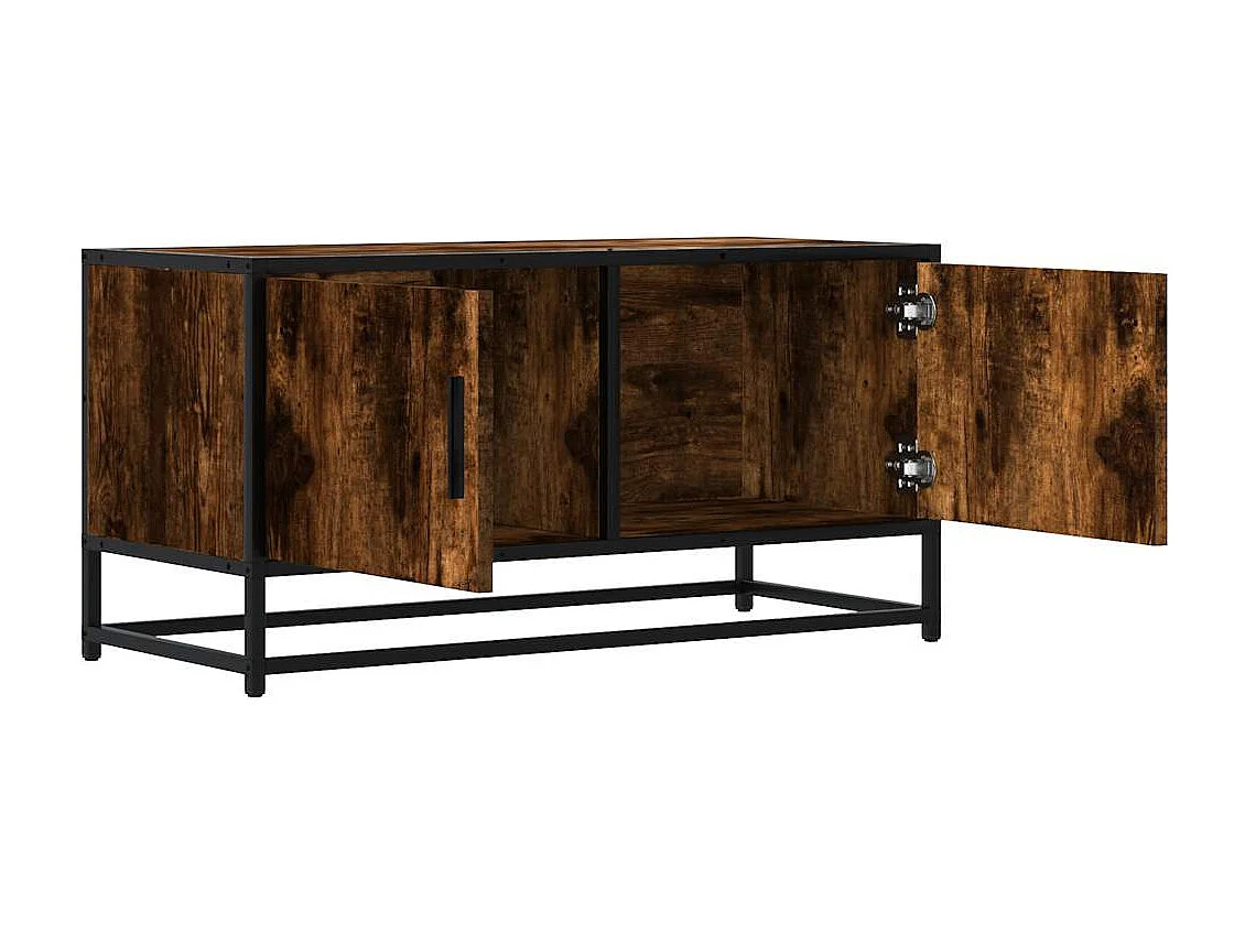 Mueble TV metal y madera ingeniería roble humo 80x34,5x40 cm