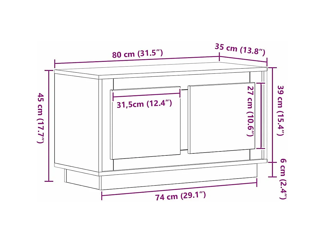 Meuble TV chêne artisanal 80 x 35 x 45 cm Bois d'ingénierie