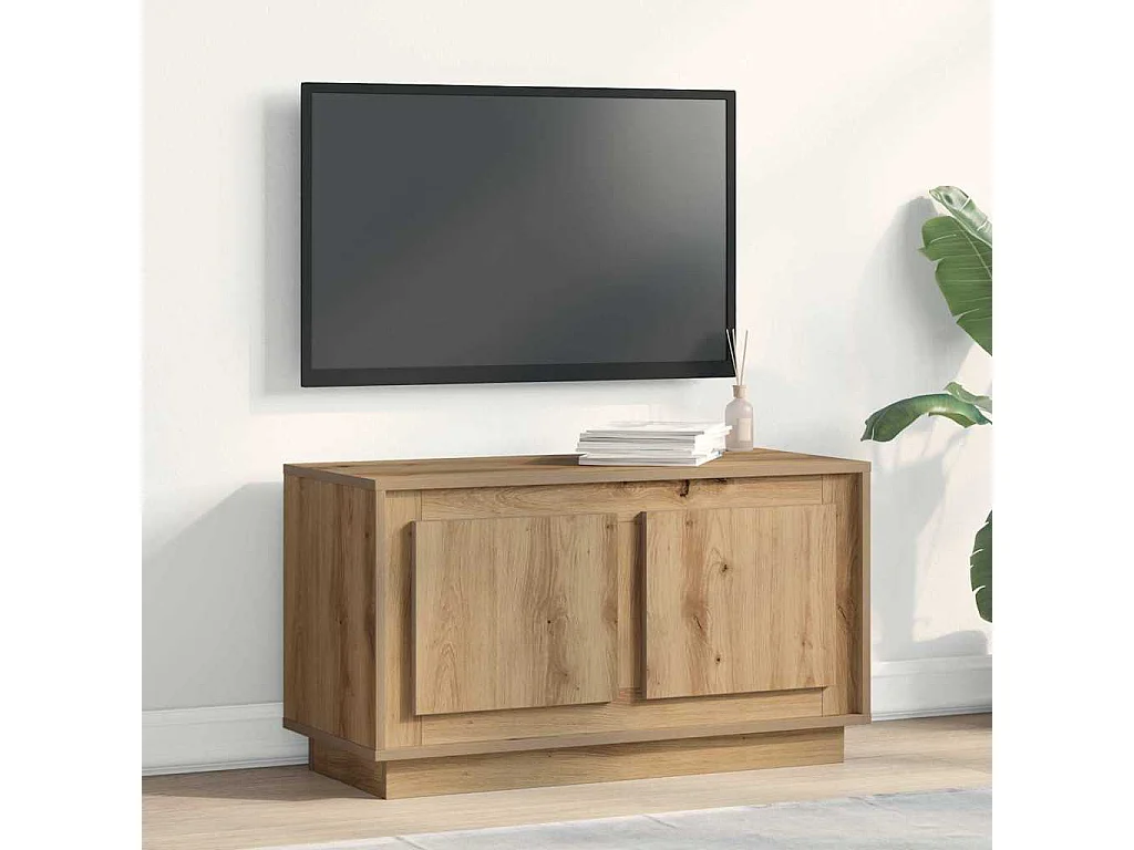 Meuble TV chêne artisanal 80 x 35 x 45 cm Bois d'ingénierie