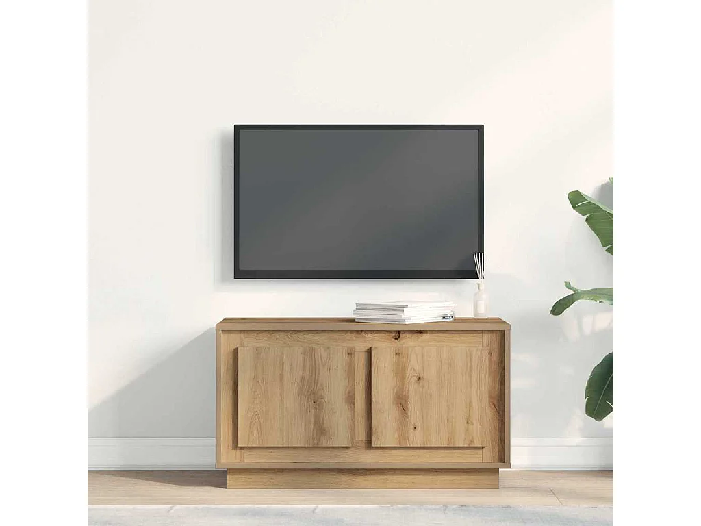 Meuble TV chêne artisanal 80 x 35 x 45 cm Bois d'ingénierie