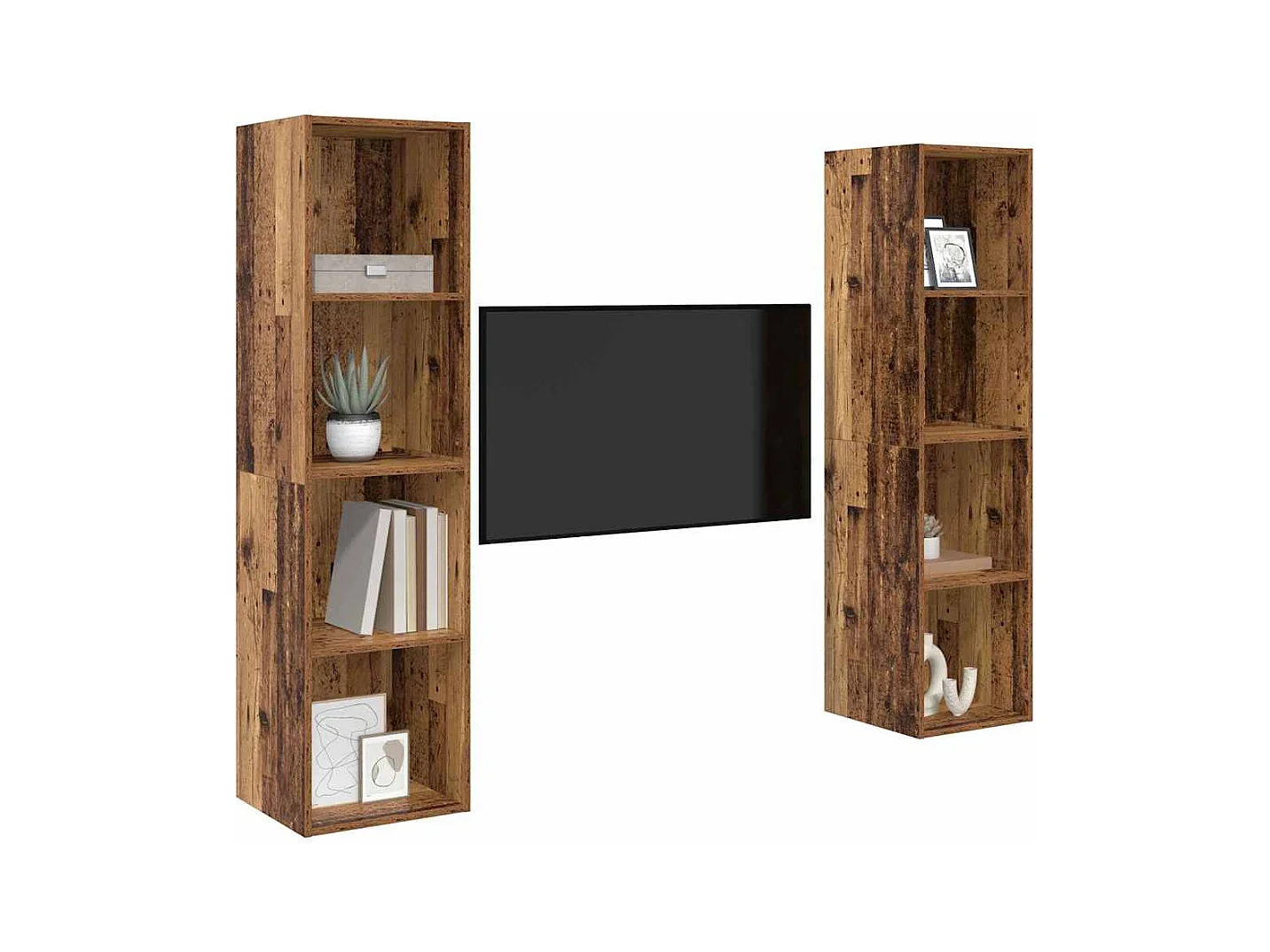Meuble TV 2 pièces Marron 37 x 37 x 142.5 cm Bois d'ingénierie
