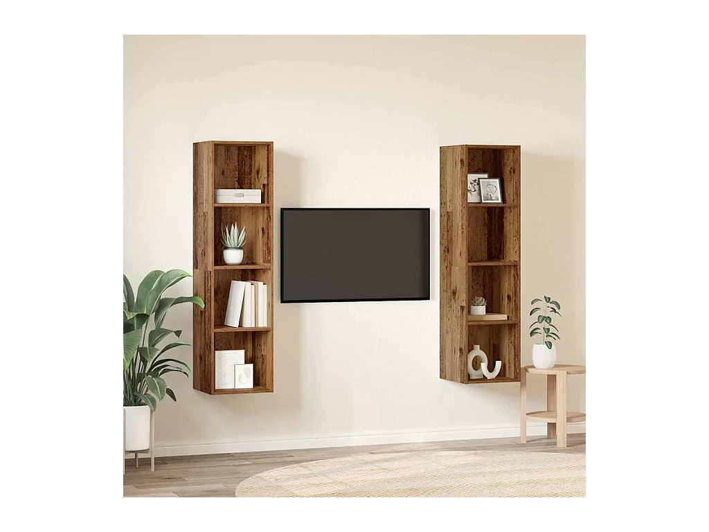 Meuble TV 2 pièces Marron 37 x 37 x 142.5 cm Bois d'ingénierie