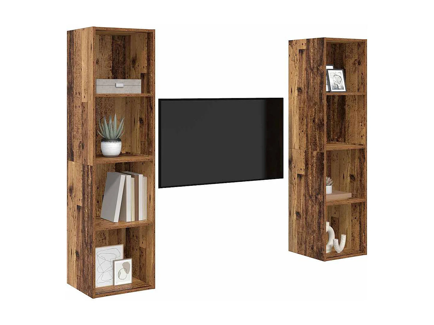 Meuble TV 2 pièces Marron 37 x 37 x 142.5 cm Bois d'ingénierie