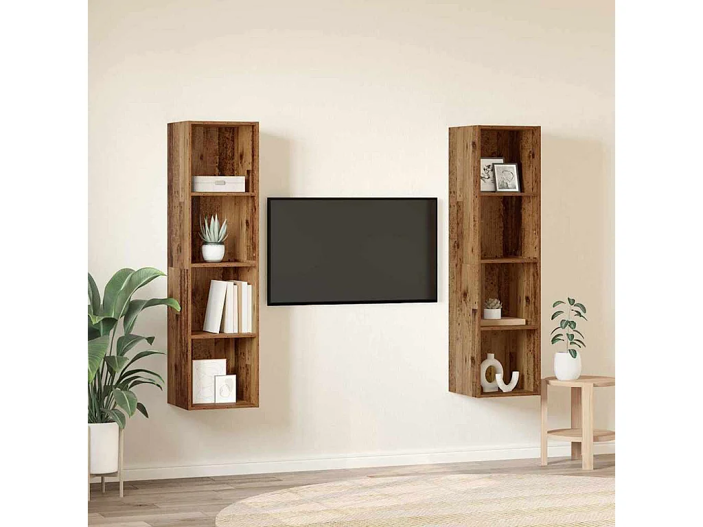 Meuble TV 2 pièces Marron 37 x 37 x 142.5 cm Bois d'ingénierie