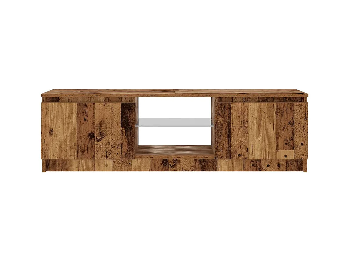 Meuble TV avec lumières LED vieux bois bois d'ingénierie