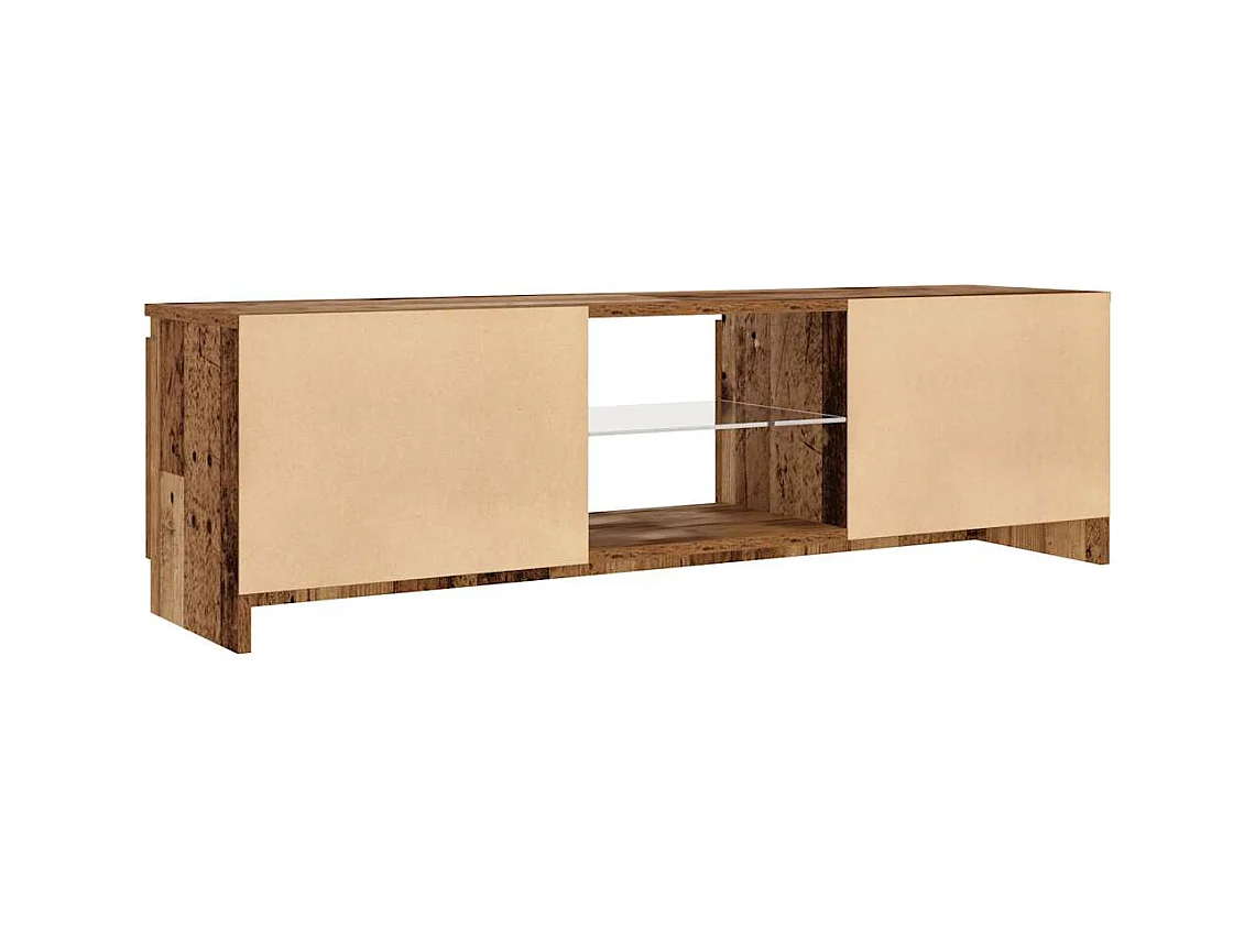 Meuble TV avec lumières LED vieux bois bois d'ingénierie