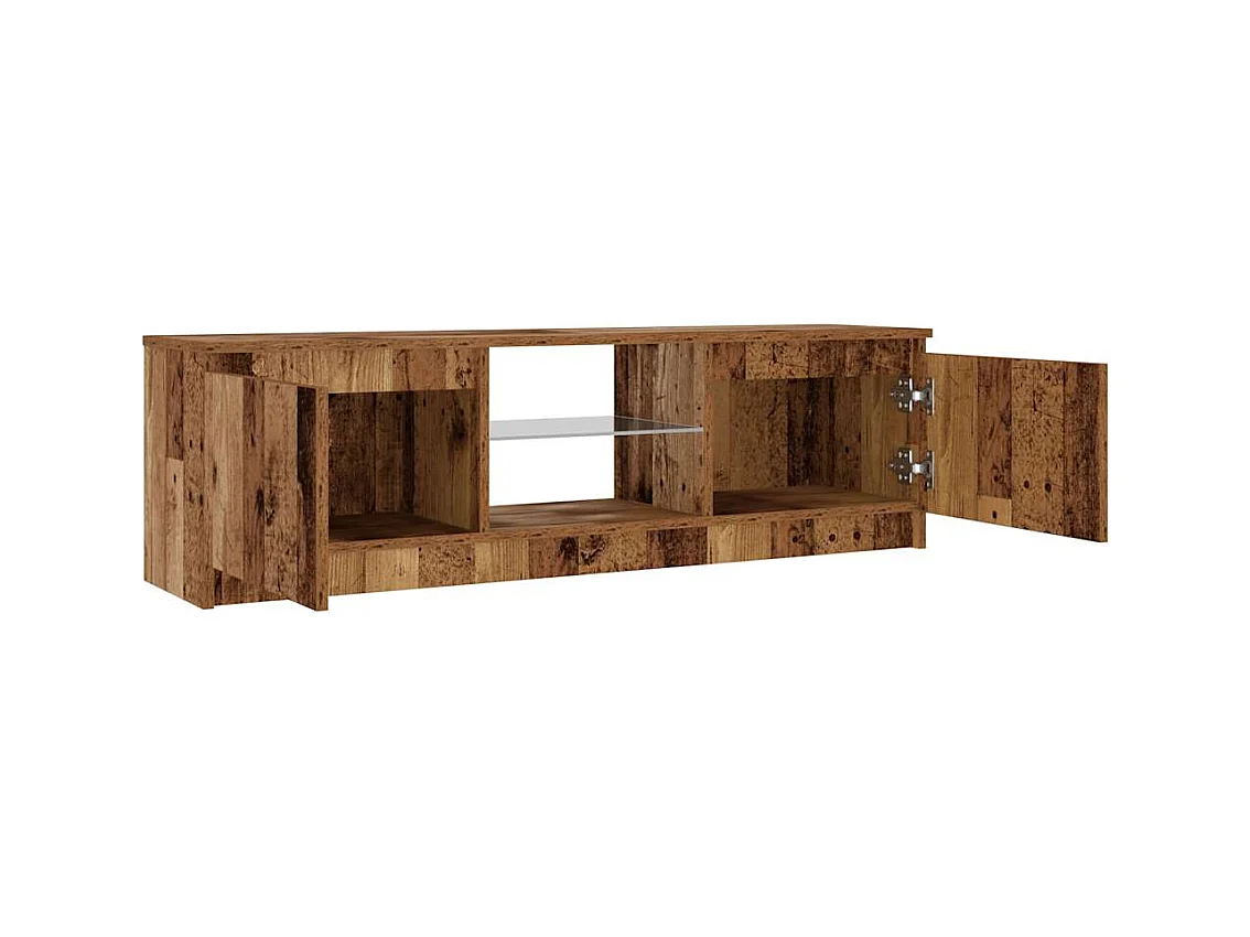 Meuble TV avec lumières LED vieux bois bois d'ingénierie