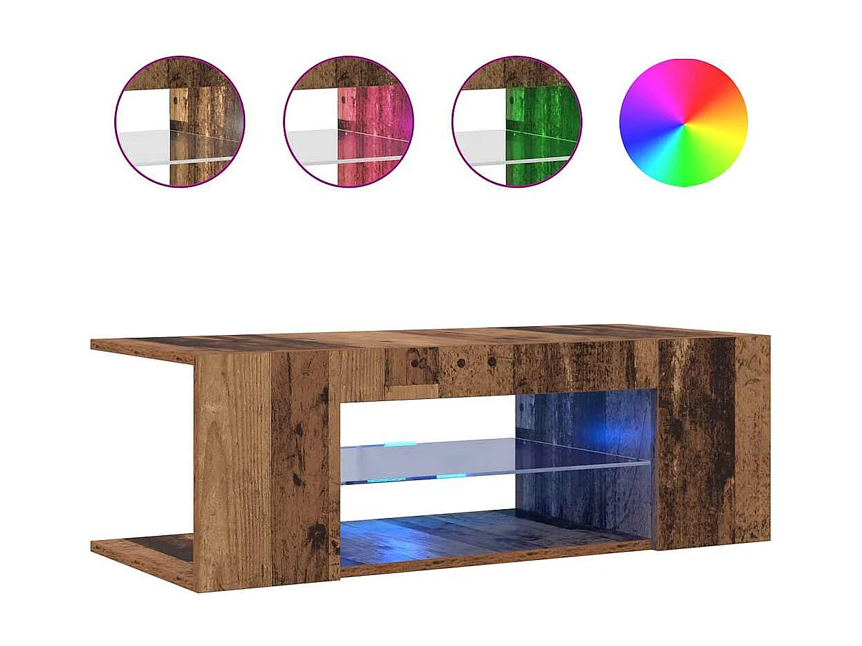 Móvel de TV com luzes LED derivados de madeira madeira velha