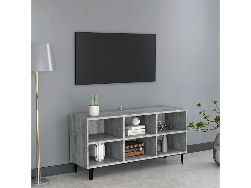 Meuble TV avec pieds en métal Sonoma gris 103,5x30x50 cm