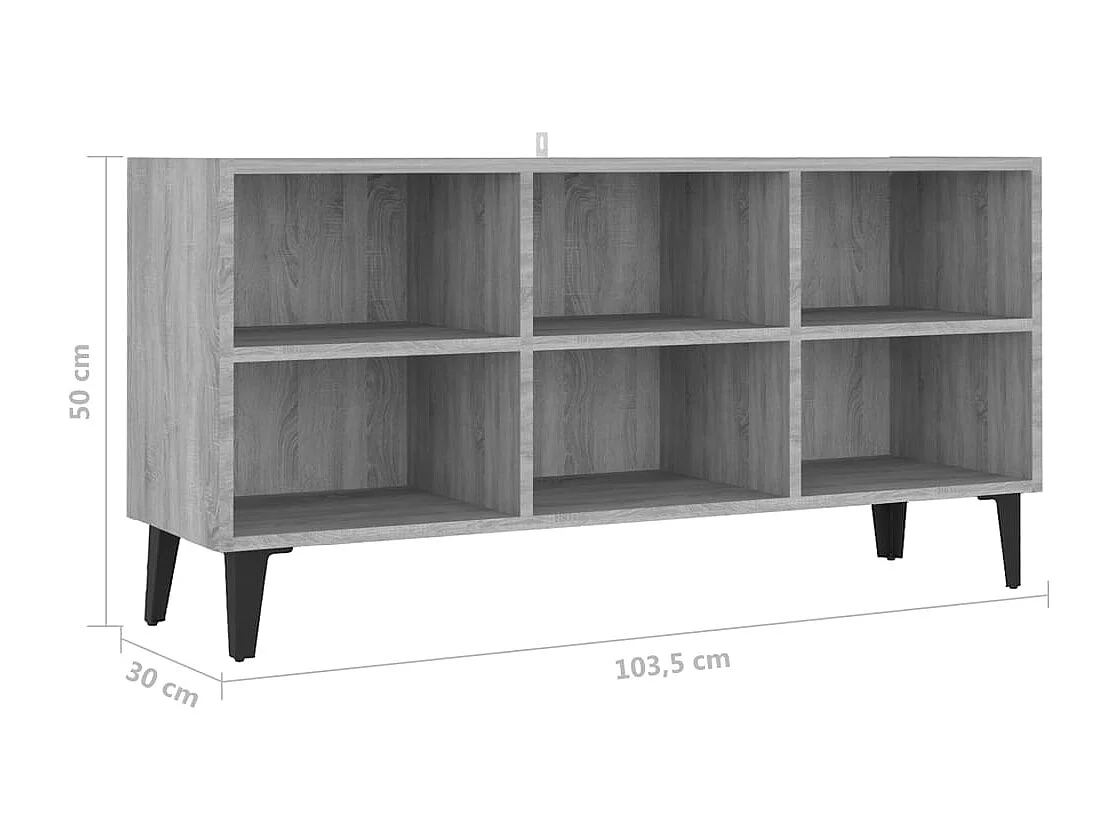 Meuble TV avec pieds en métal Sonoma gris 103,5x30x50 cm