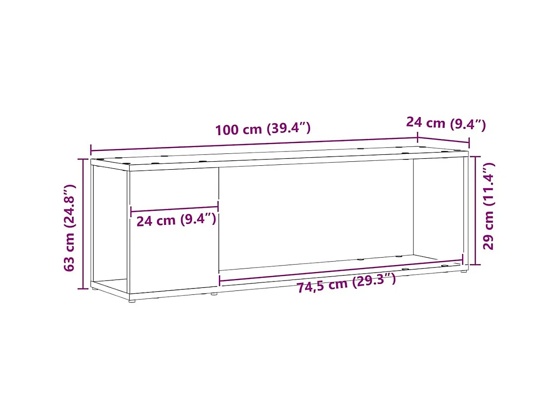 Meuble TV Noir 100 x 24 x 32 cm