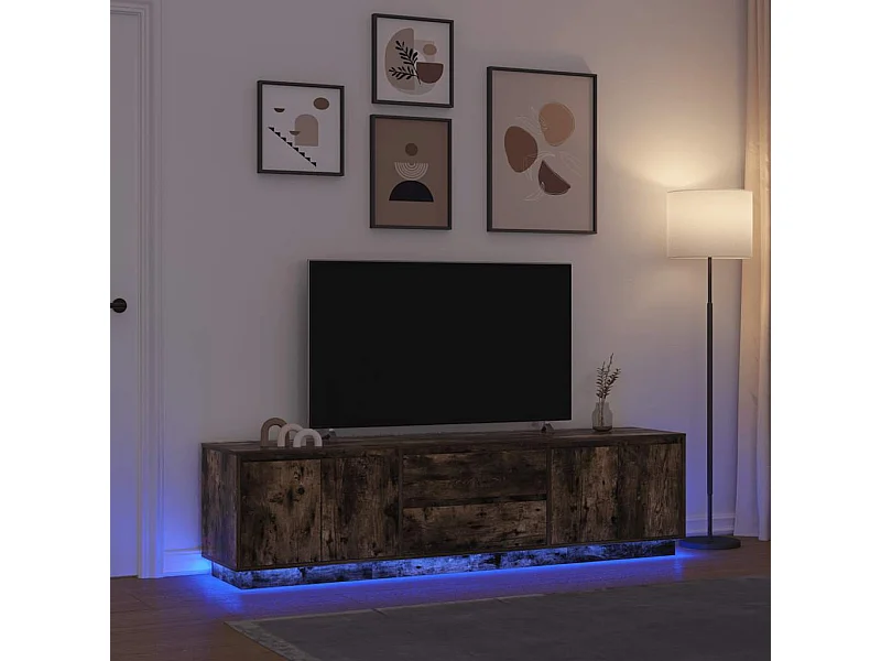 Móvel de TV com luzes LED 193,5x41x50 cm carvalho fumado