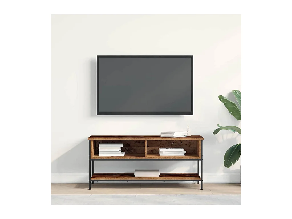 TV Kast Oud hout 100 x 35 x 45 cm Bewerkt hout
