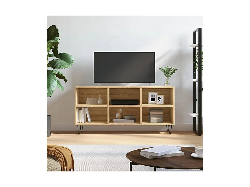 Armário de TV 103,5x30x50 cm derivados madeira carvalho sonoma