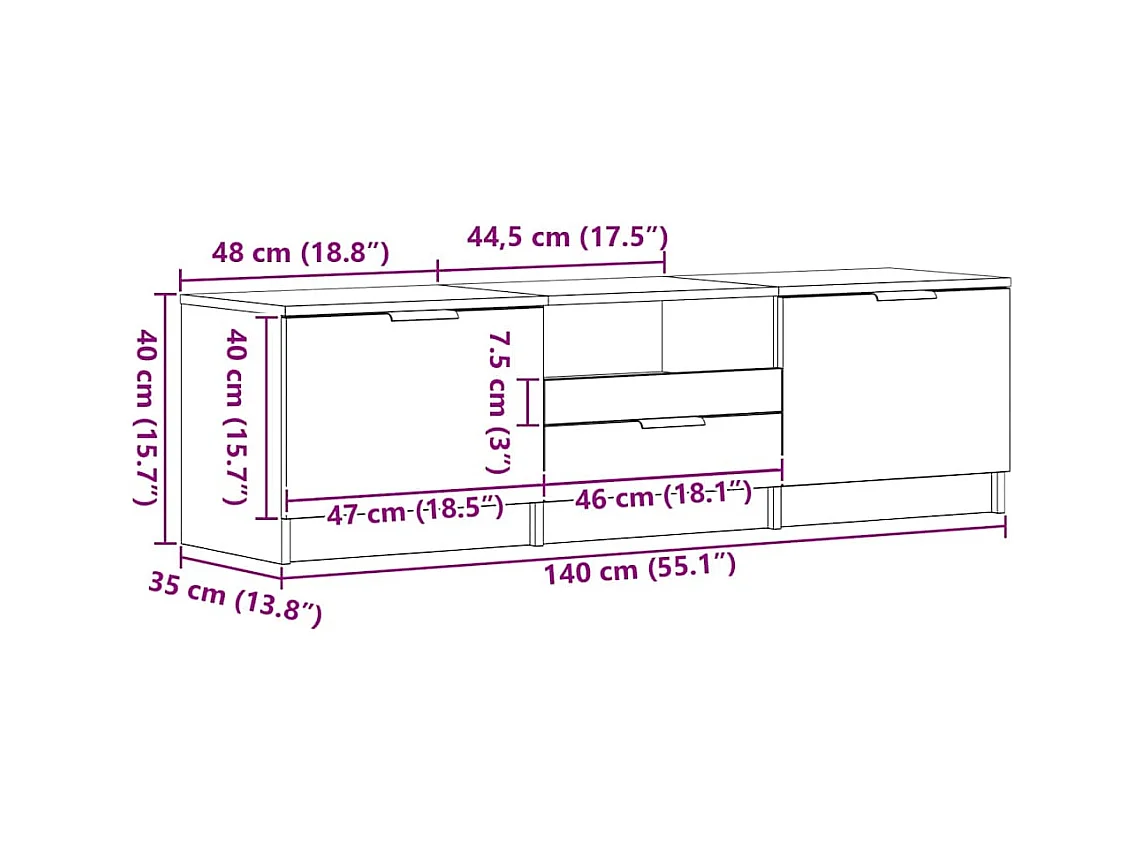 Meuble TV avec tiroir Noir 140 x 35 x 40 cm Bois d'ingénierie