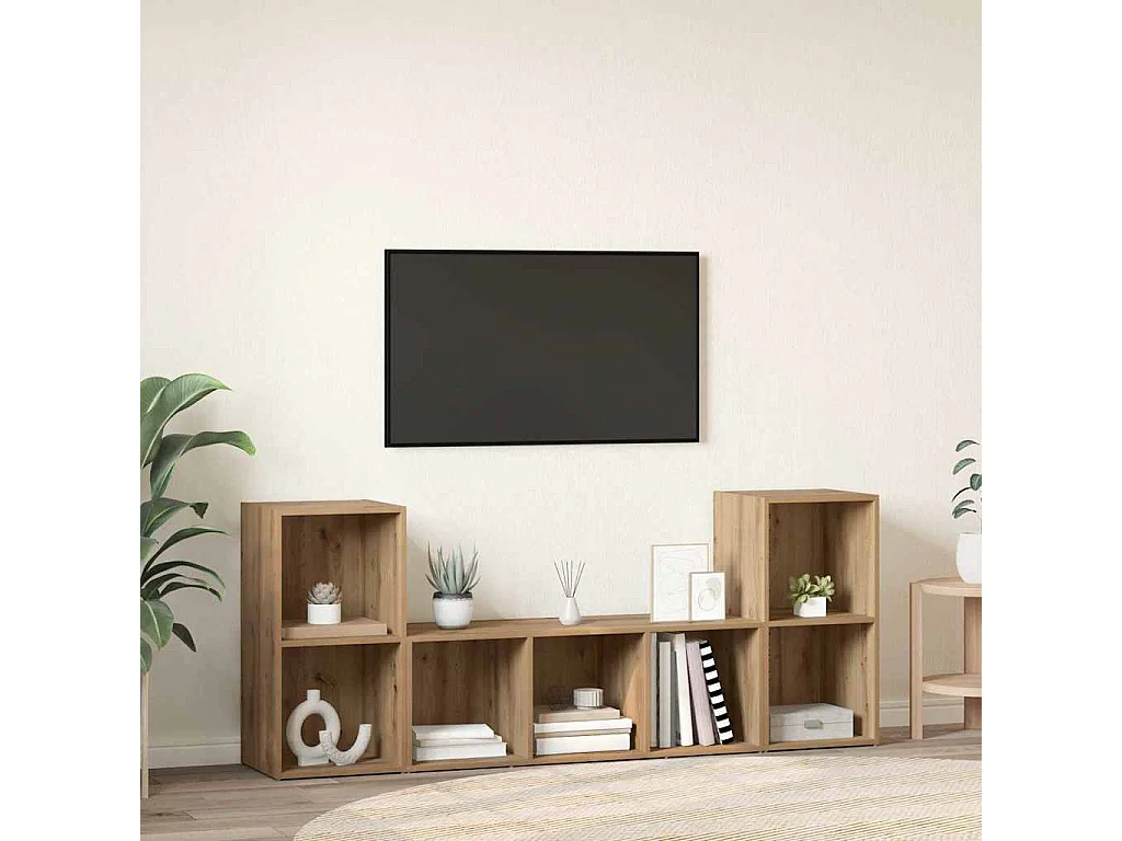 Meuble TV 3 pièces Marron 107 x 35 x 37 cm Bois d'ingénierie