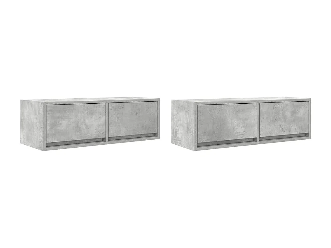 Meubles TV 2 pièces gris béton 80x31x25,5 cm bois d'ingénierie