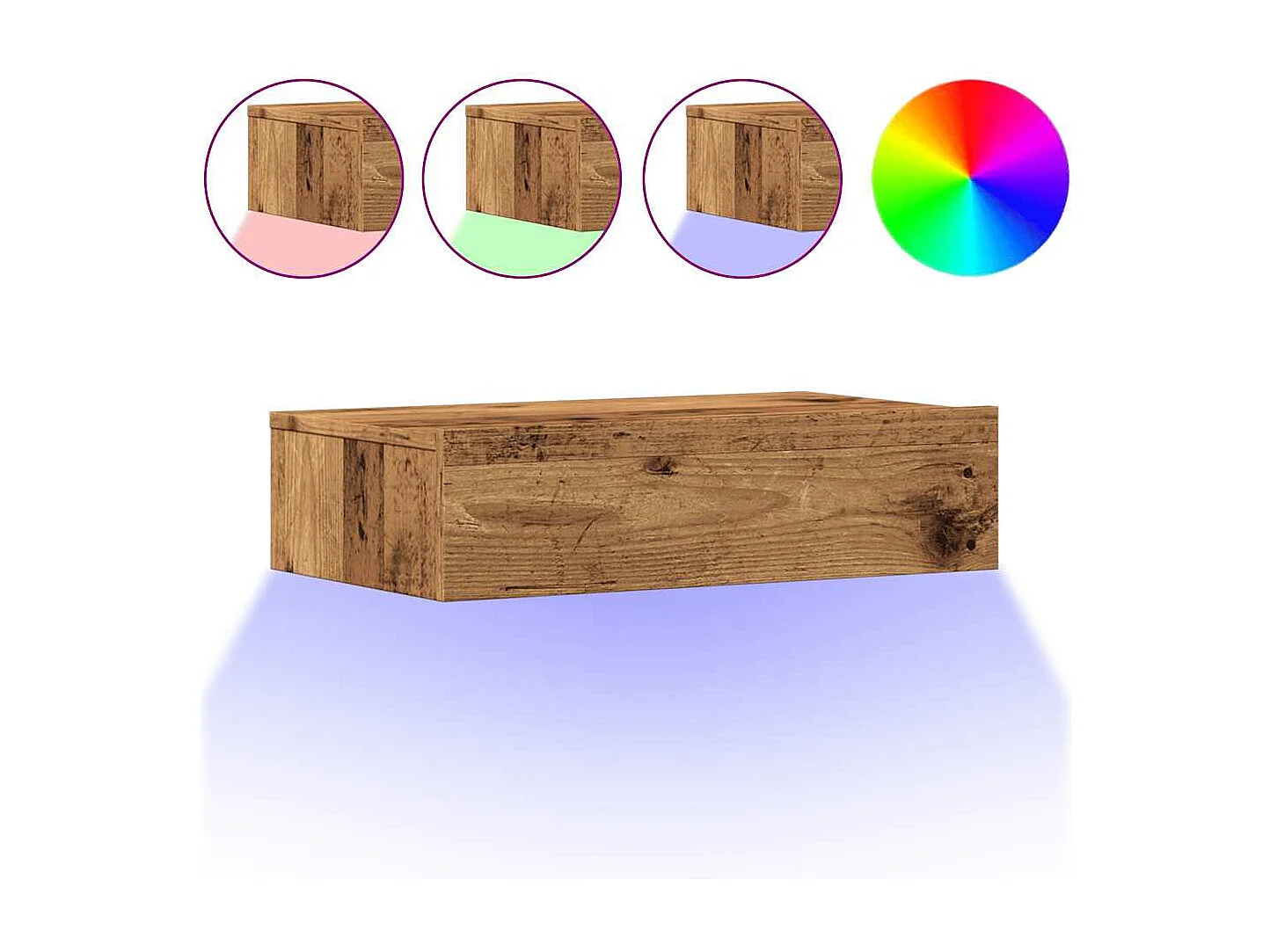 Meubles TV avec éclairage LED 2 pièces vieux bois 60x35x15,5 cm
